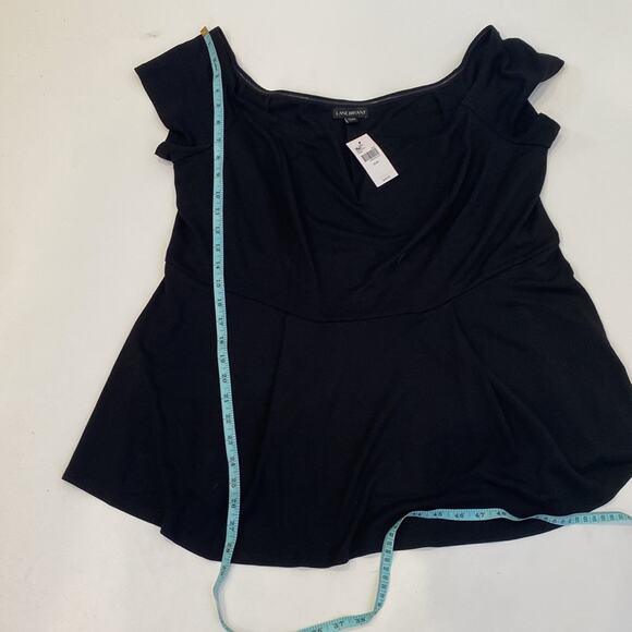 Lane Bryant Short Sleeve Blk Off Shoulder Peplum Pleat Top Stretch NWT Sz 18/20 - Picture 11 of 14